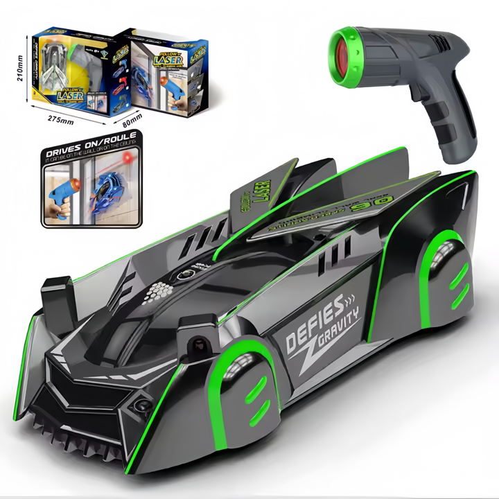 Gravity Defying Wall Climbing Laser Car - LED Laser Light Controlled Ceiling & Wall  Racer Toy for Indoor Fun