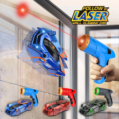 Gravity Defying Wall Climbing Laser Car - LED Laser Light Controlled Ceiling & Wall  Racer Toy for Indoor Fun