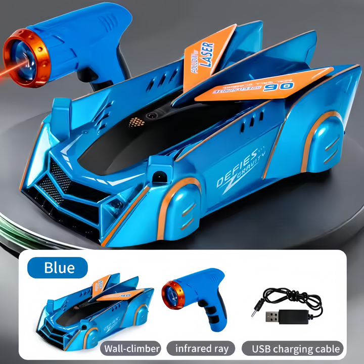 Gravity Defying Wall Climbing Laser Car - LED Laser Light Controlled Ceiling & Wall  Racer Toy for Indoor Fun